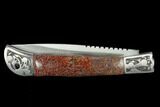 Pocketknife With Fossil Dinosaur Bone (Gembone) Inlays #125245-1